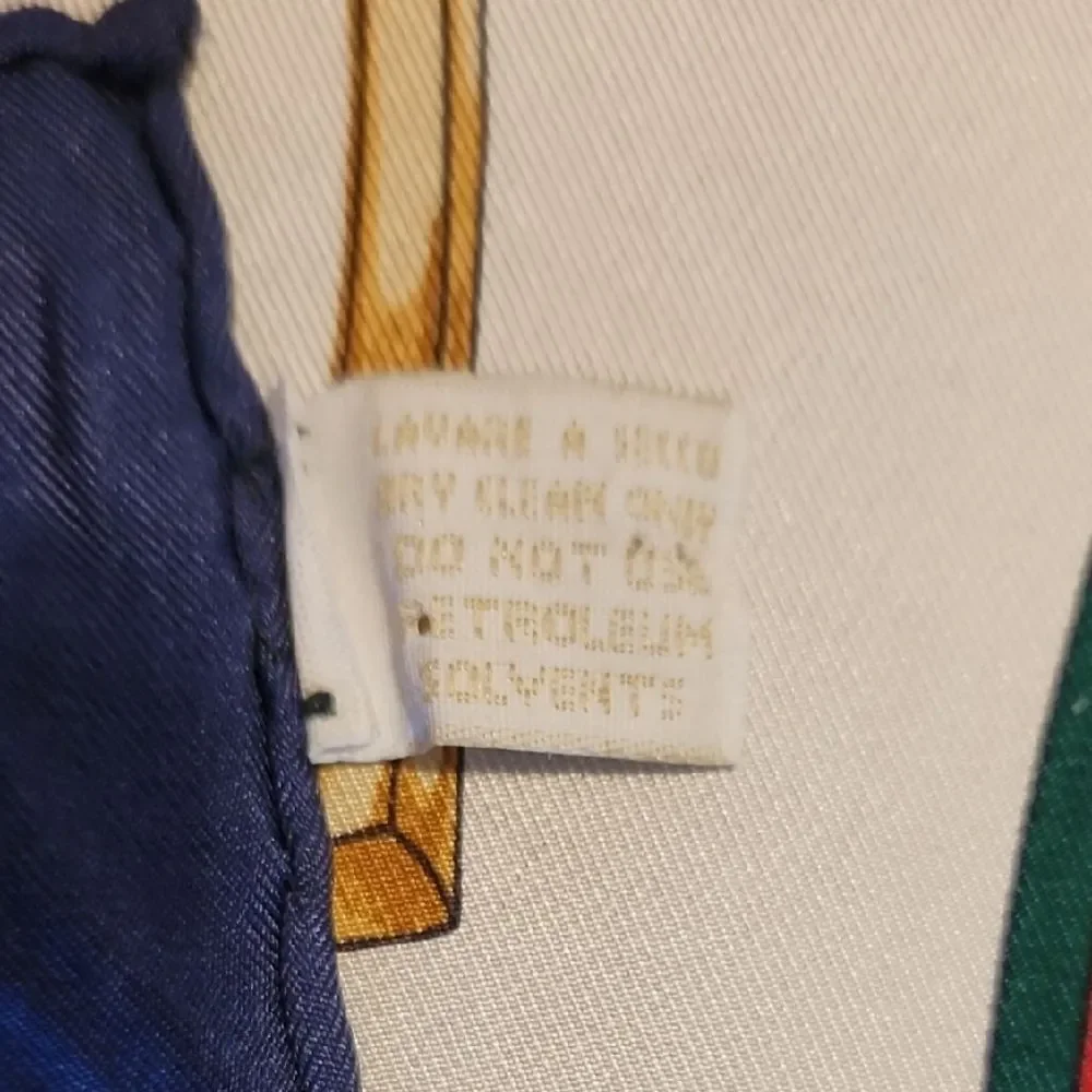 Gucci Cream and Navy Silk Scarf with Gold Details